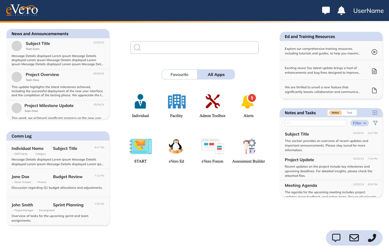 eVero rebuilt home screen