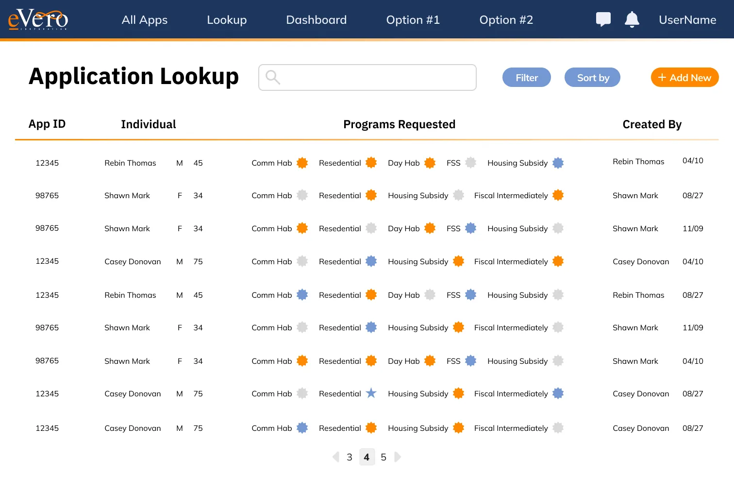 eVero person search table
