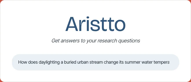 Aristto landing screen with a research question typed in