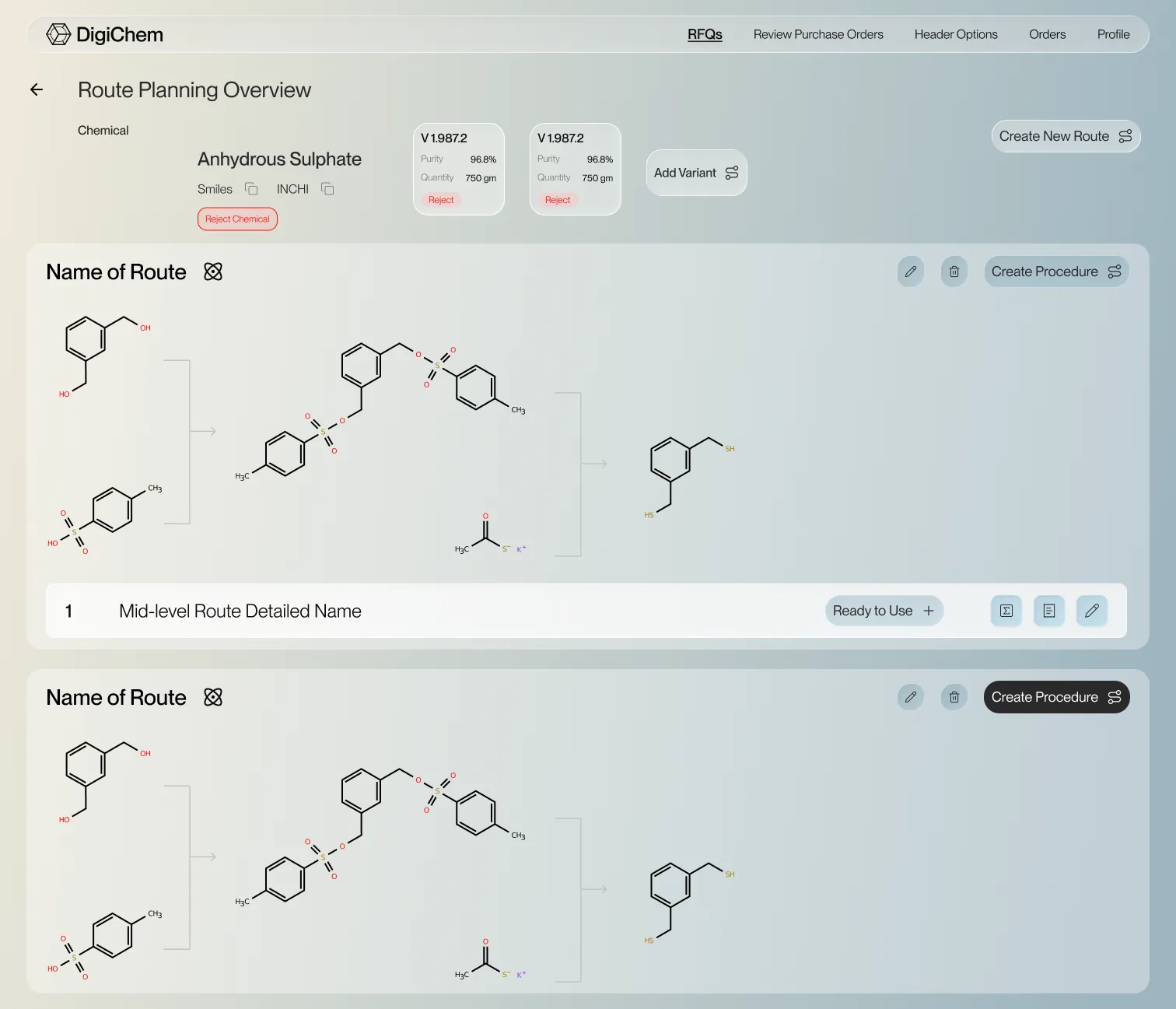DigiChem route planning overview