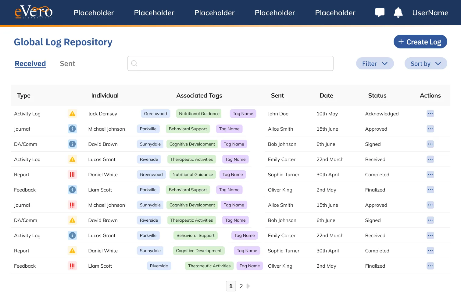eVero global log repository
